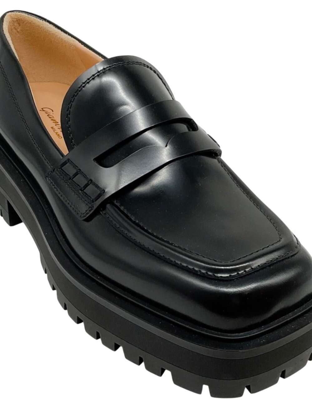 Gianvito Rossi Black Leather Ramsey Loafers